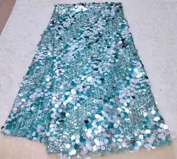 

Latest Design French Nigerian Sequins Lace Fabric High Quality Tulle Mesh African Lace Fabric With Sequins For Wedding ZJH07