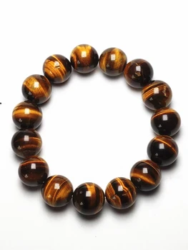 

LETSFUN Fine Jewelry 14mm Natural Tiger Eye Stone Lucky Bless Beads Men Woman Jewelry Bracelet Bangle