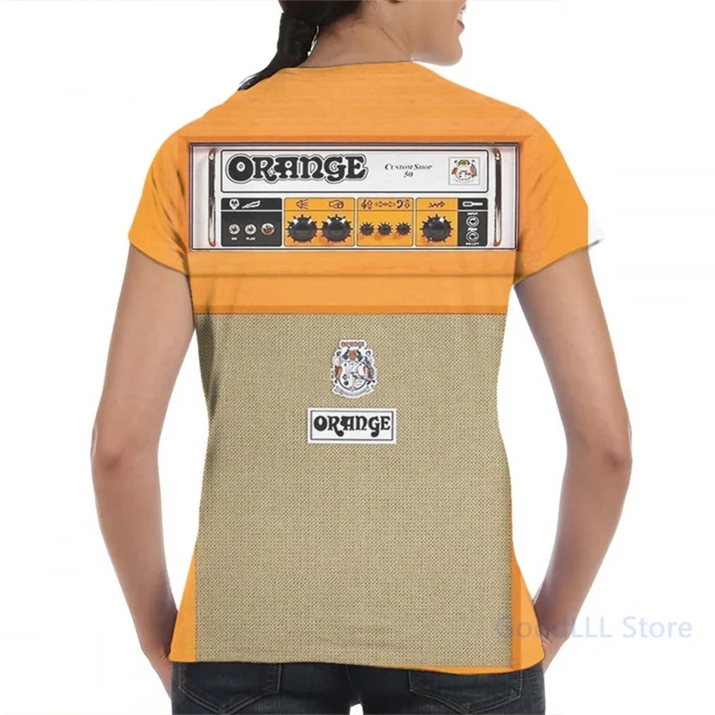 Warna Orange amp amplifier pria T Shirt 