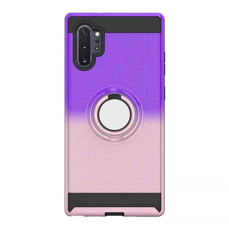 100 шт./лот градиентный ТПУ+ PC 2 в 1 чехол для телефона для samsung Galaxy S9 S10 S10e Note 9 10 Plus 5G 360 вращающееся магнитное кольцо