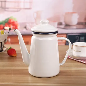 

Thick enamel kitchen coffee maker household tea small mouth oil pot skewer teapot warmer large 1000ml tpt13