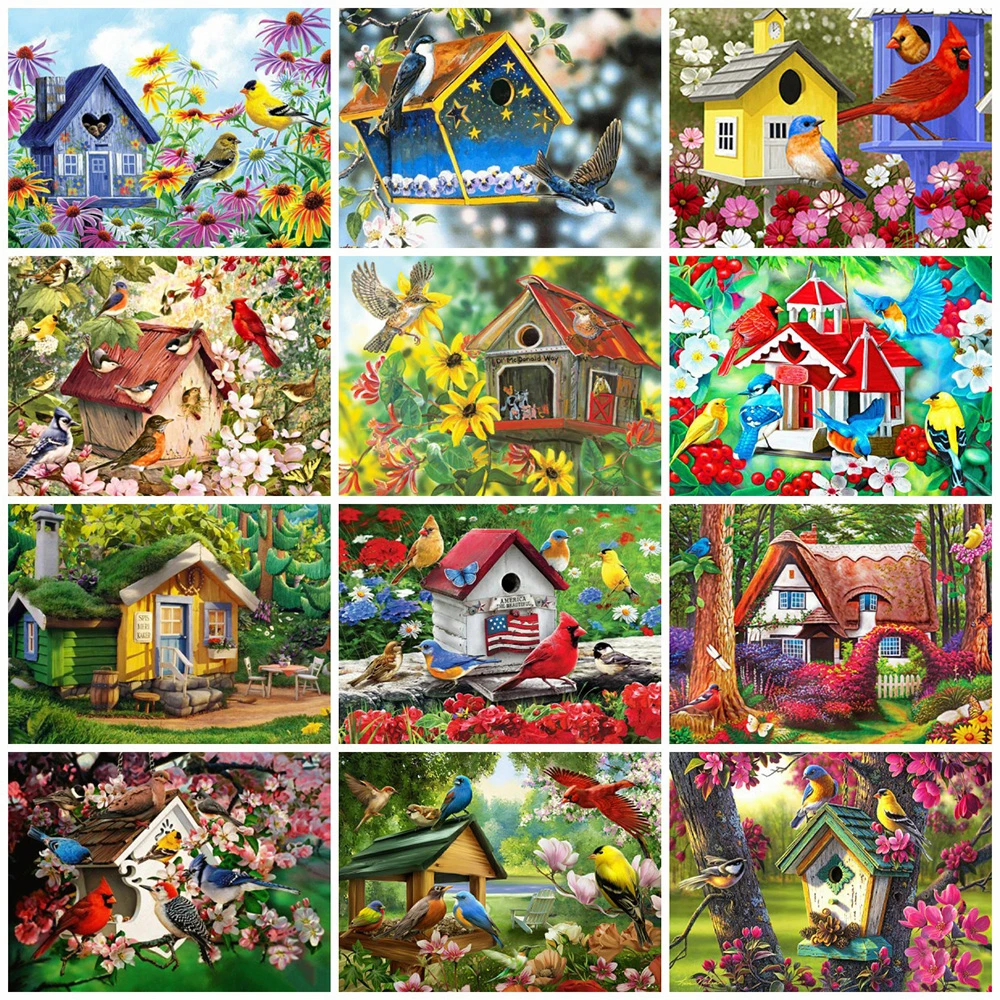 EverShine 5D Diamond Painting House Cross Stitch Embroidery Bird Mosaic Kits Rhinestones Art Handmade Hobby Wall Decor | Дом и сад