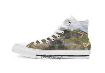 

South Stack Lighthouse Holyhead Anglesey Wales Custom Casual High Top lace-up Canvas shoes sneakers Drop shipping