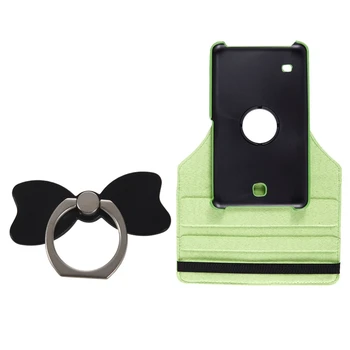 

Cases for Samsung Galaxy Tab 4 Tablet SM-T230 SM-T231 360 Degree Rotation Housing (Green) & Cute Bow 360 Finger Ring Mobile Phon