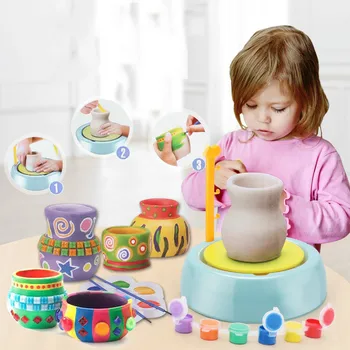 

Portable Mini DIY Handmake Electric Ceramic Pottery Machine Pottery Wheels Kids Arts Craft Children's Educational Gift Toys