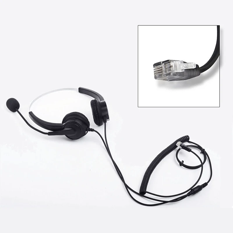 4 Pin RJ9 Hands Free Call Center Noise Cancelling Corded Binaural Headset Headphone with Mic for Desk Telephone
