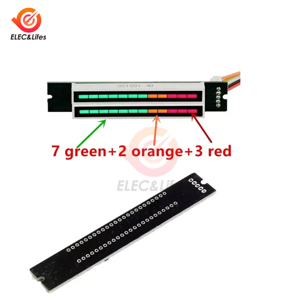 Mini Dual 12-bit LED Music Level Indicator Module Adjustable Audio VU Level Indicator Meter AGC Stereo Amplifier Board DIY Kit