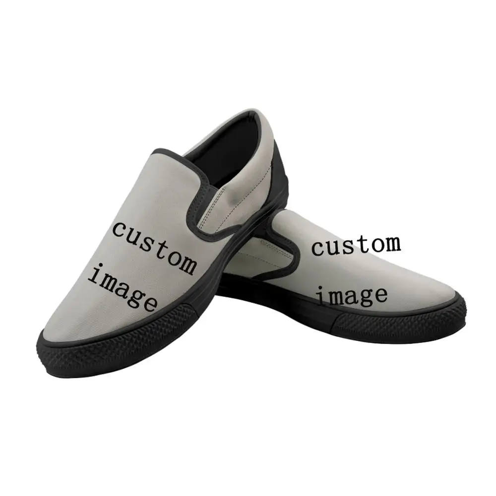 Vente Deuxcœur fille personnalisé votre Image chaussures en toile de haute qualité femmes baskets décontracté dames mocassins en caoutchouc semelle sans lacet chaussures