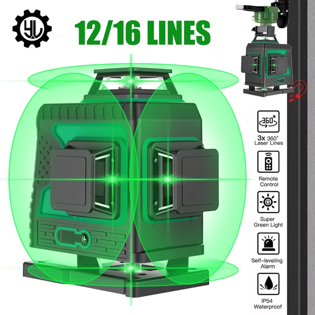 12/16 stır 3D/4D yeşil lzer seviye kendinden tesviye 360 derece yty ve dikey çprz çizgiler yeşil lzer httı|Lser Levels|  