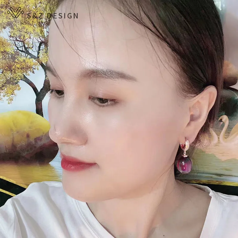 S&Z DESIGN New Trendy Colorful Acrylic Egg Shape Oval Beads Dangle Earrings For Women Wedding Party Elegant Fine Jewelry