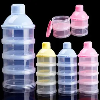 

4 Cells Grid Milk Powder Dispenser Baby Accessories Plastic Food Container Infant Feeding Storage Box Removable Portable 1 PC