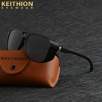 

KEITHION Men Steampunk Goggles Sunglasses Women Retro Shades Fashion Side Shields Style Square Sun glasses UV400