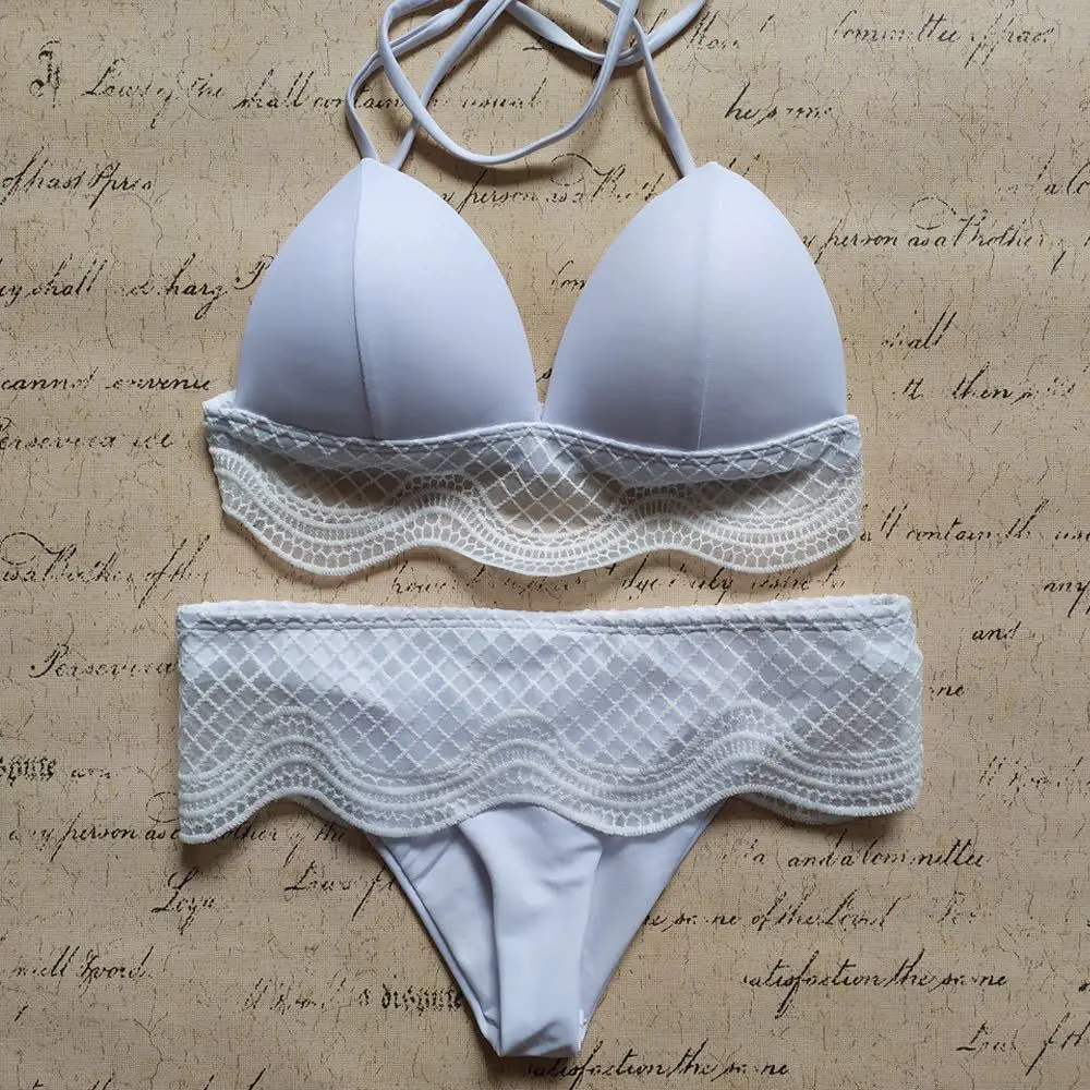 white bra and panty sets 2021 New Women's Bra Suit Bikini Split Swimsuit LACE BIKINI Women's Sexy Open Back Swimsuit Multicolor Strap Split Swimsuit bra and knicker sets