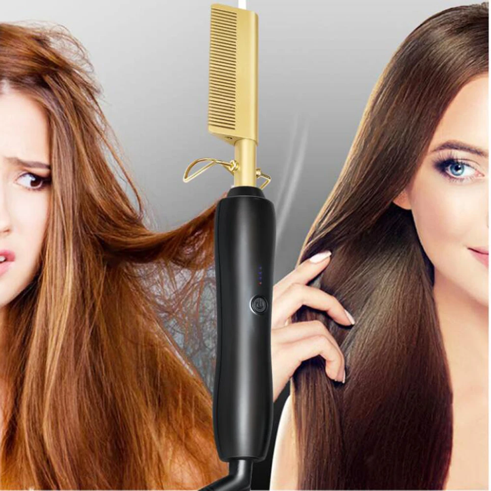 

Hair Straightener Flat Irons Straightening Brush Hot Heating Comb Hair Straight Styler Corrugation Curling Iron Hair Curler Comb