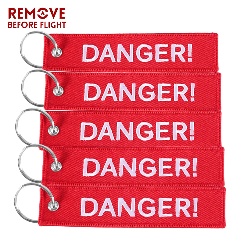 DANGER брелок для мотоциклов и автомобилей Safty ключевые метки вышивка красный брелок для ключей Para Moto ATV бирка для ключей с вышивкой на заказ OEM ювелирные изделия