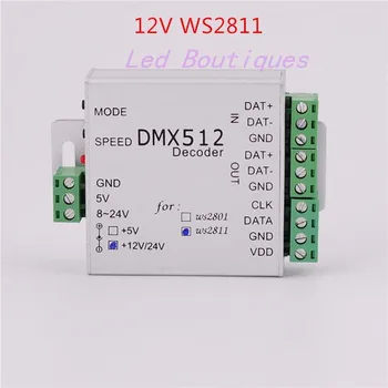 

wholesale 1 pcs DC12V WS2811 rgb controller ws2811IC dmx512 decoder for DC12V 2811 LED strip DMX512 RGB led controller