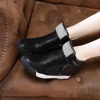 

Hidn Wedge High Top Sneakers Women Fashion 2020 White Shoes Woman Vulcanize Shoes Ladies Black Trainers