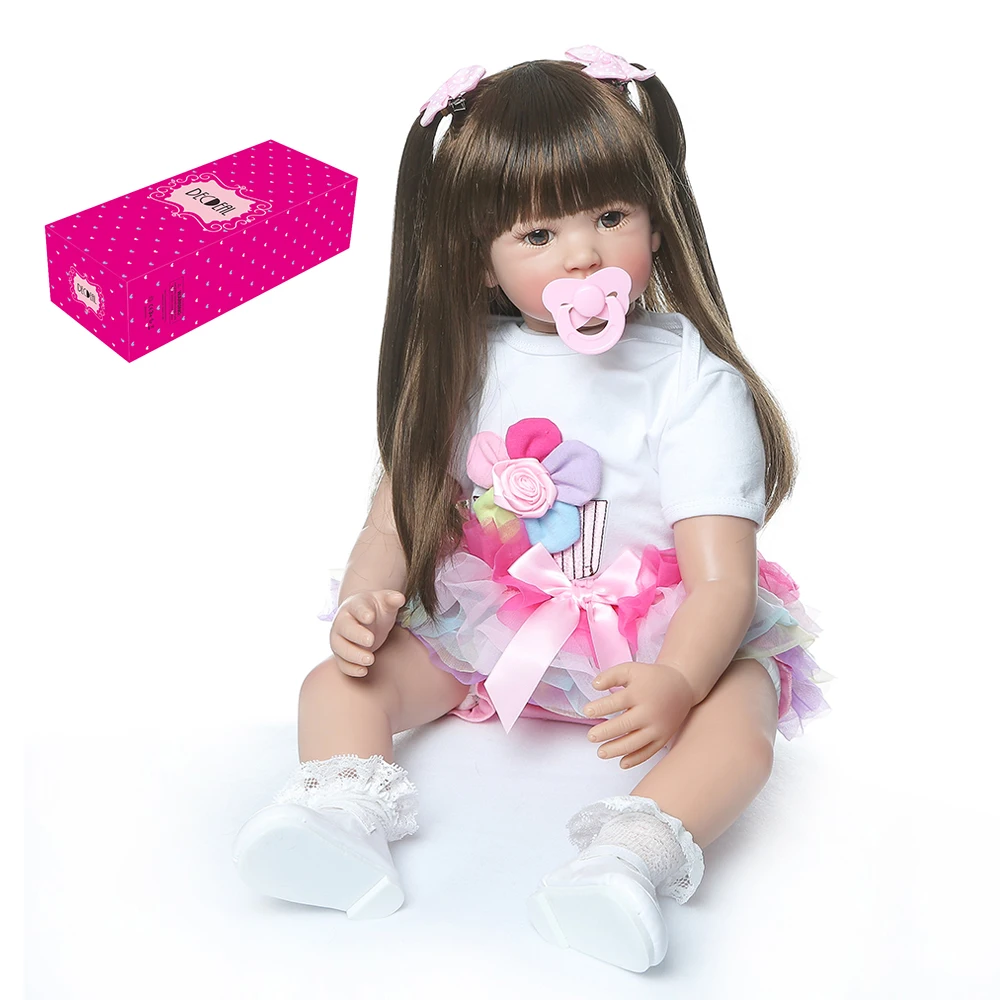24 дюймов Decdeal силиконовые куклы Reborn Baby Большие размеры реалистичные куклы Мягкие сенсорные куклы для детей подарки на день рождения с кукольной одеждой - Цвет: Mixing color Dress