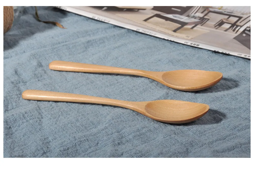 Деревянная Ложка Вилка бамбуковая кухня, кухонная утварь инструменты суп-Чайная ложка детская ложка посуда Прямая поставка