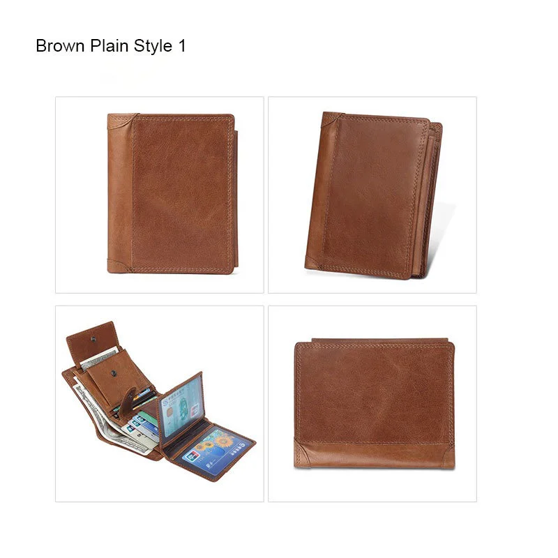 GROJITOO Crazy Horse Wallet Cowhide Leather Men Wallet Multi-card Holder Genuine Leather Wallet Large Capacity Vintage Purse Men