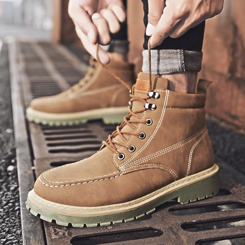 Men Shoes Martin Boots Leather British Style Winter Men Casual Shoes
Retro Tooling Boots Male Felling Motorcycle Army Work Boots