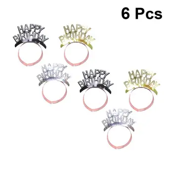 

Infant Baby Kids 6pcs Happy Birthday Hats Lovely Elastic Hair Hoops Children Headband Party Hats Kids Birthday Party Supplies