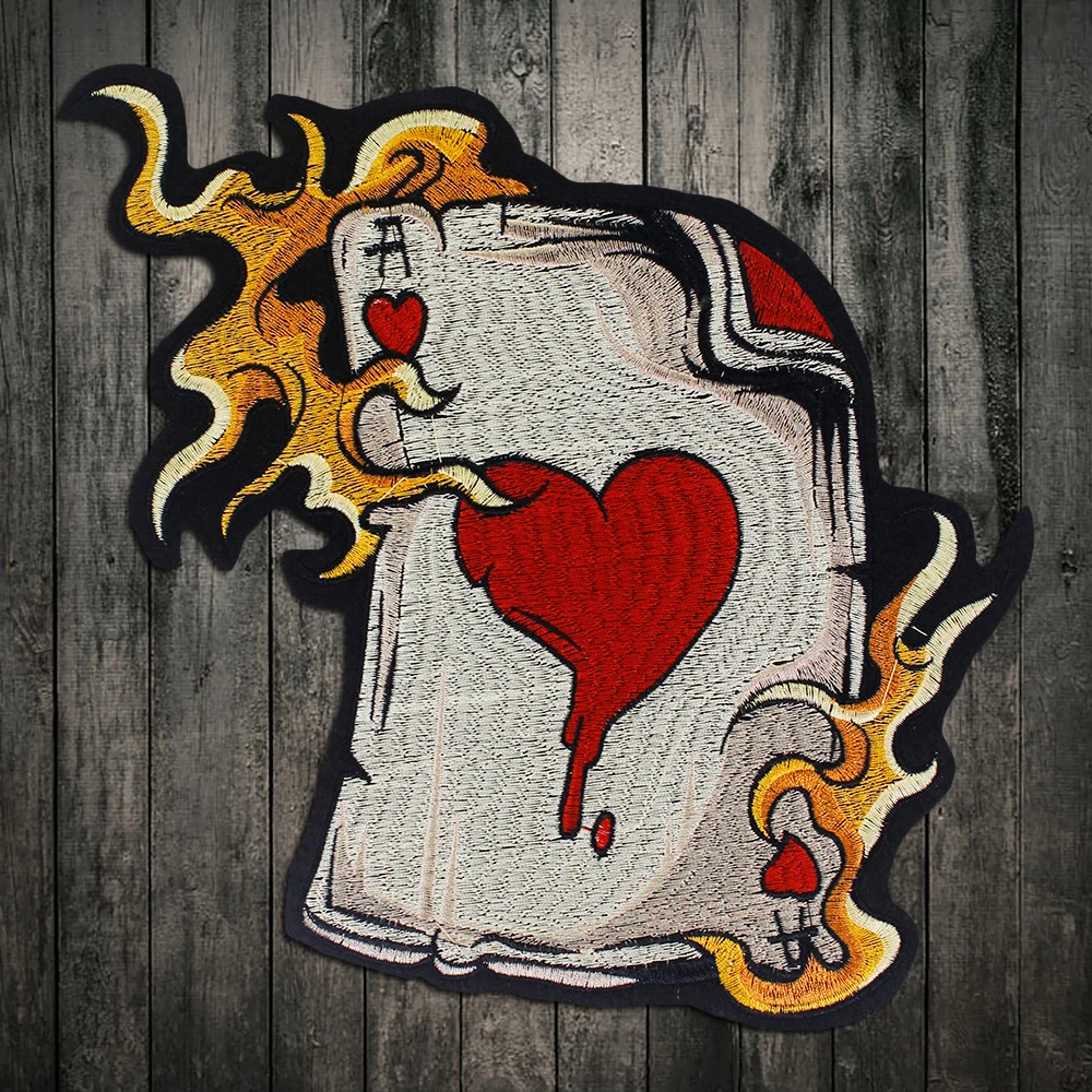 Козлиная, Овечья железная на покер AJ наклейка на ткань "Сердце" вышитая аппликация швейная этикетка панк нашивка для байкеров наклейки для одежды аксессуары значок