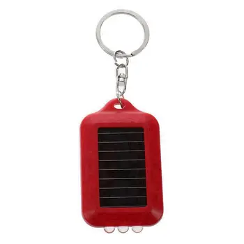 

10X Mini Solar Power Rechargeable 3LED Flashlight Keychain Light Torch Ring New