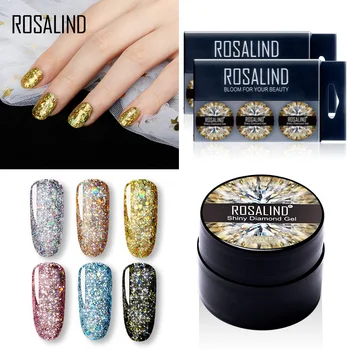 

ROSALIND Diamond Gel Polish Set Platinum Varnish Hybrid Stamp Acrylic Nail Kit All For Manicure Paint Gel Nail Polish 6PCS/Set