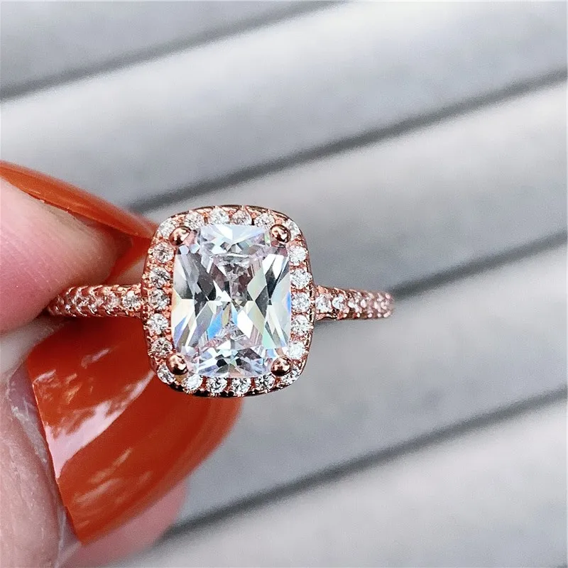 Vecalon Cushion cut Promise Ring 925 sterling silver 3ct AAAAA Cz Stone