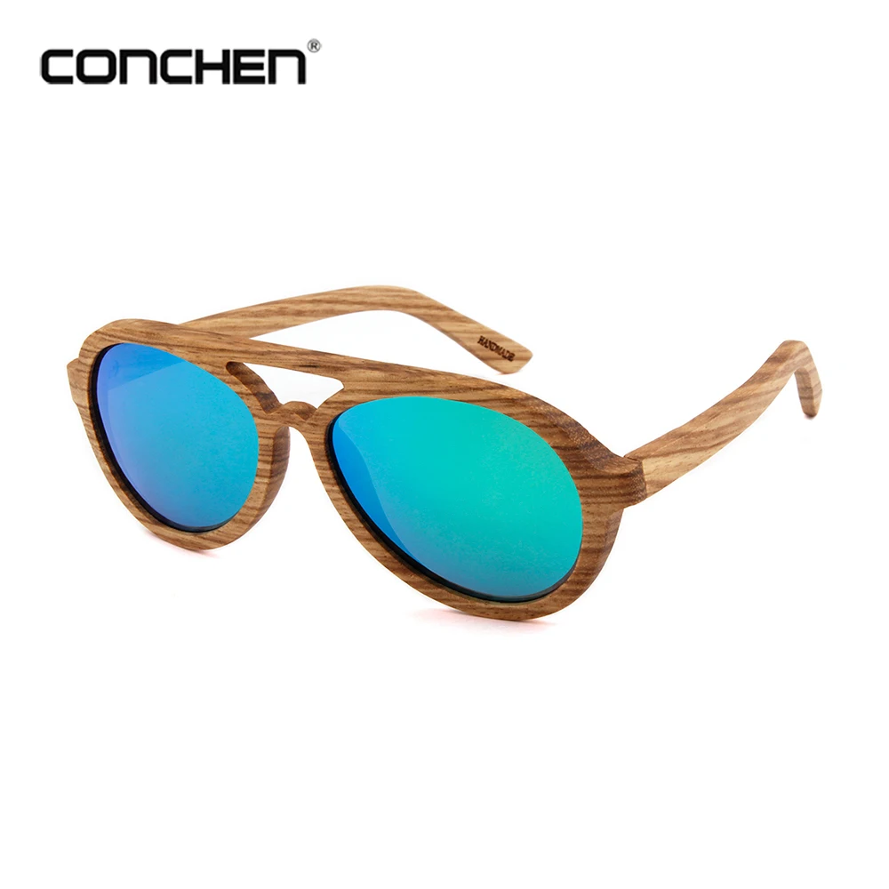 Новые Деревянные солнцезащитные очки CONCHEN 2018 женские модные с зеркальными