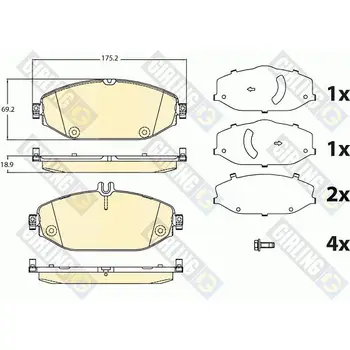 

Brake pads MERCEDES W205 14 front L = 175mm GIRLING 6120971