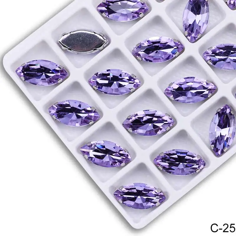 Versatile Sew-On Navette Rhinestone Horse Eye Flatback