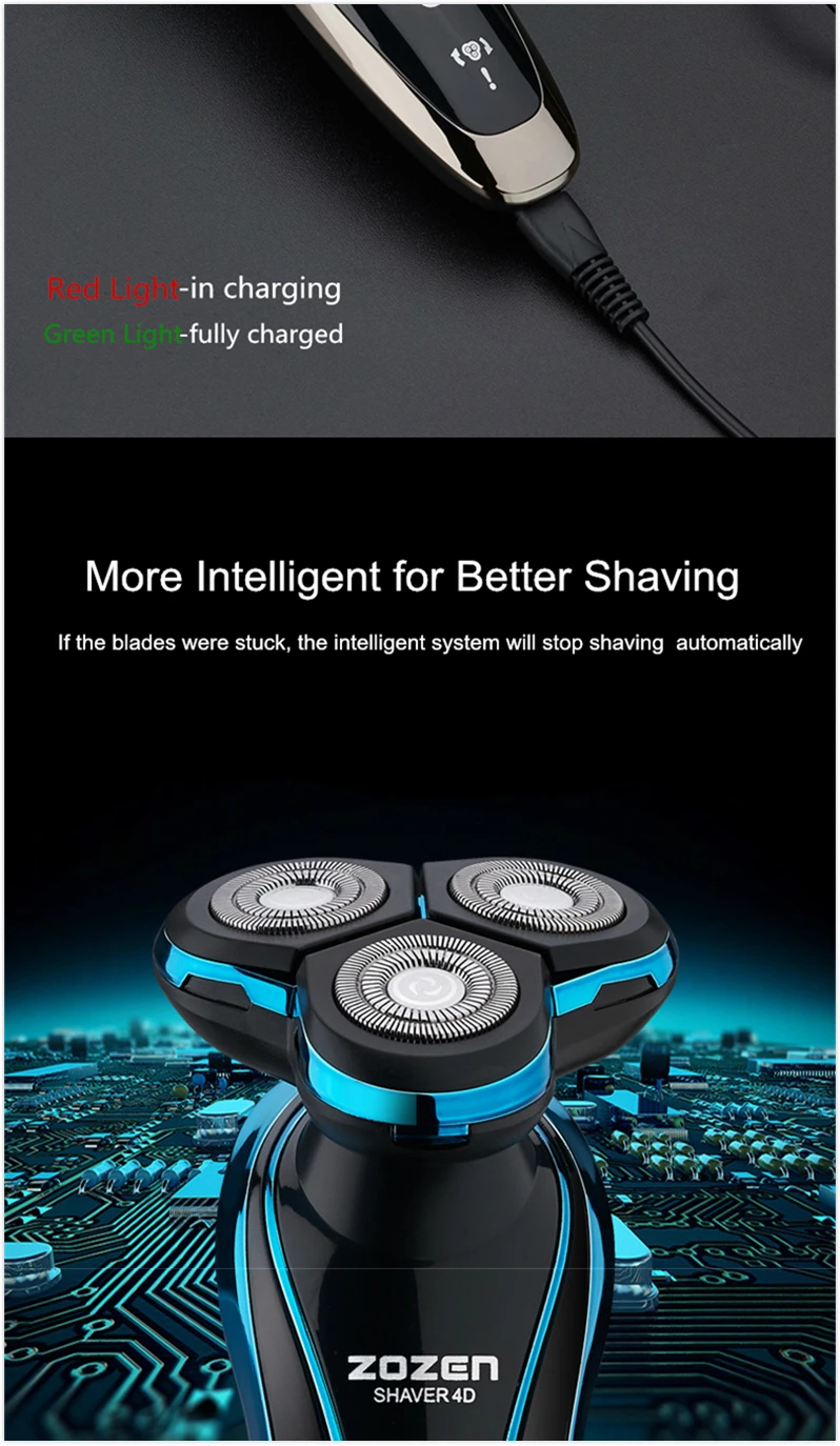 Men Electric Shaver USB Charging Electric Razor Shaving Machine Beard Trimmer Washable Wet-Dry Dual Use 100% Waterproof