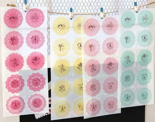 

1pack/lot NEW Sweet Small Fresh Lace PVC Waterproof Paper With Flower Sealing Stickers For Girls