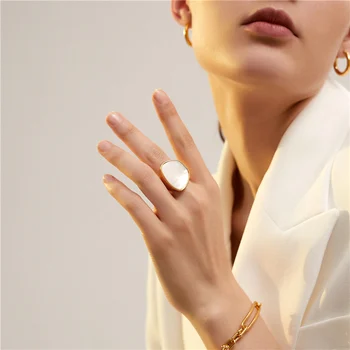 

Timeless Wonder Glam Geo Shell Stackable Rings Women Jewelry Punk Gothic Boho Ins Designer Top Trendy Hip Hop Party Rare 6562