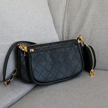 

3PCS/SET fashion leather rhombus chain shoulder Messenger bag Multipurpose shoulder bag crossbody bag underarm bag