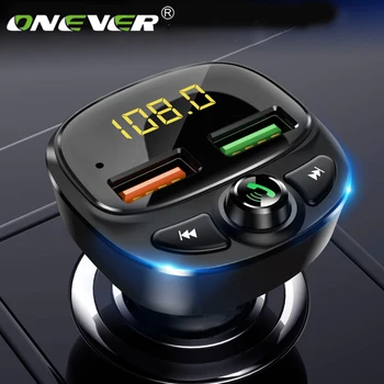 

Onever Fm transmitter Bluetooth 5.0 Fast Charging Car Kit MP3 Player QC3.0 Car Charger Adapter Battery Voltage Hands-free USB