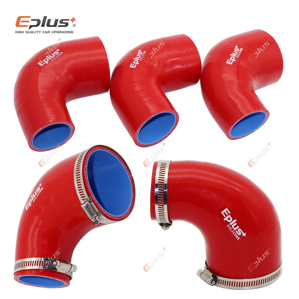 EPLUS Universal Silicone Tubing Hose 90 Degrees big to small Connector Car Intercooler Turbo Intake Pipe Coupler Red Multi Size |