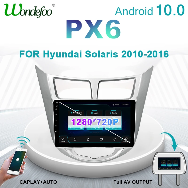 PX6 магнитола 2 din андроид Android 10 Автомагнитола радио для Hyundai Solaris Accent Verna 2010 2016 GPS