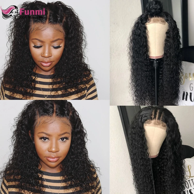 Монгольская причудливая завивка человеческих волос парики для черных женщин Funmi 13X4 фронта шнурка человеческих волос парики Remy человеческих волос