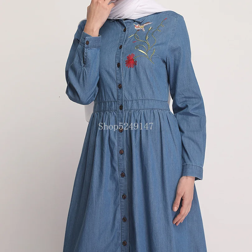 Vestidos джинсовый кафтан абайя Дубай исламский хиджаб мусульманское платье Elbise Абая для женщин Кафтан халат турецкий ислам ic арабские платья
