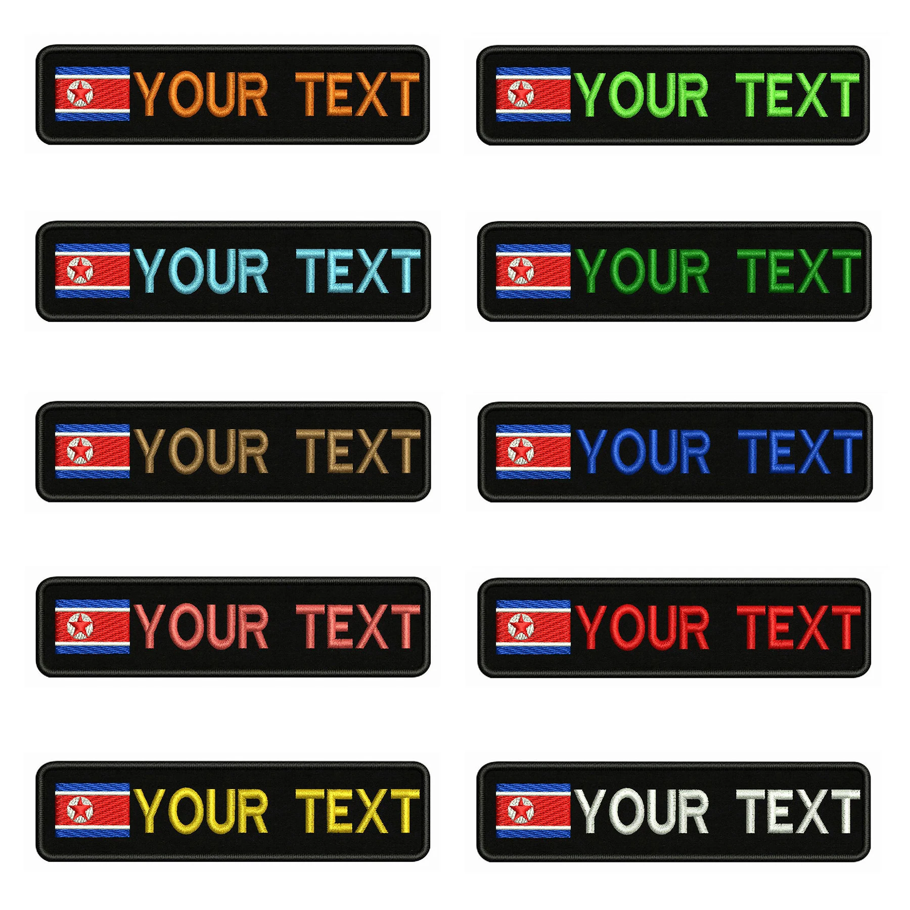 North Korean flag Korea 10X2.5cm Embroidery Custom Name Text Patch Stripes badge Iron On Or Velcro Backing Patches For Clothes | Дом и сад