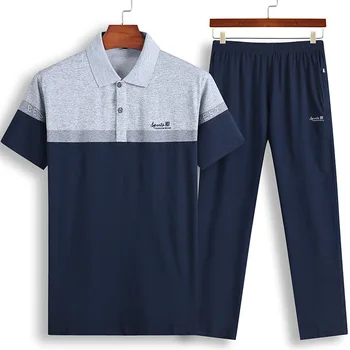

2020 Fat Man Suit Plus Fat plus Size Fat Short Sleeve Big Size Fat Pants Leisure Sports Suit Spuer