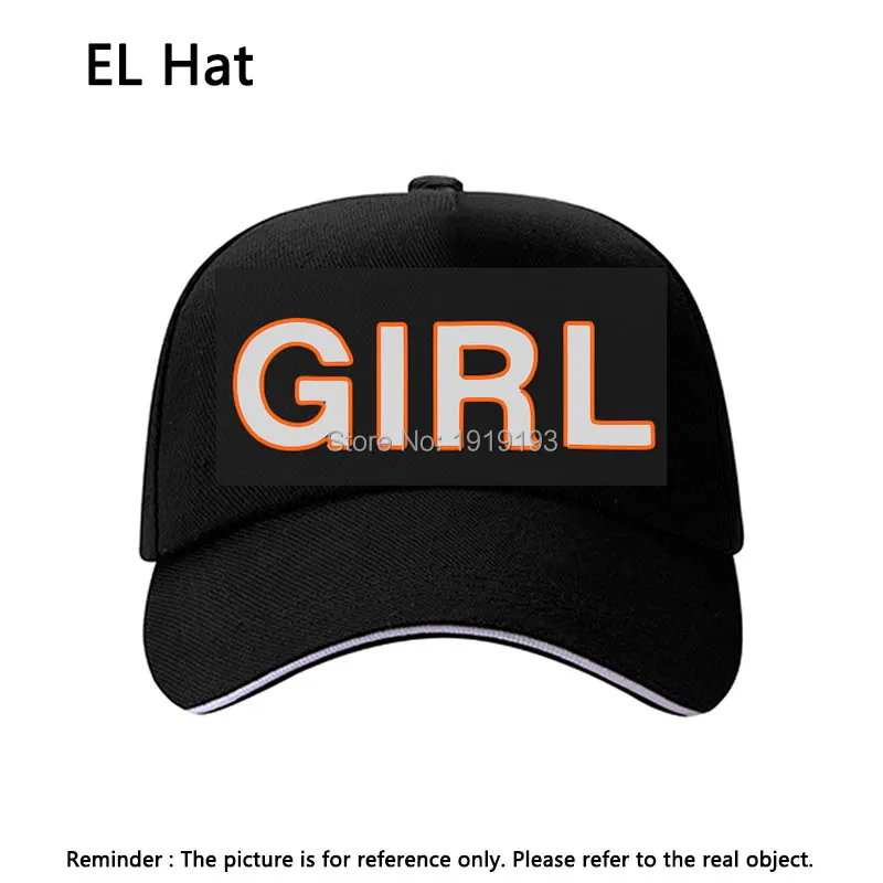 New BOY/GIRL/RAGE Fluorescent Baseball Caps EL Wire Party Hat For Women Men Casual Unisex Caps Hats Glow In The Dark
