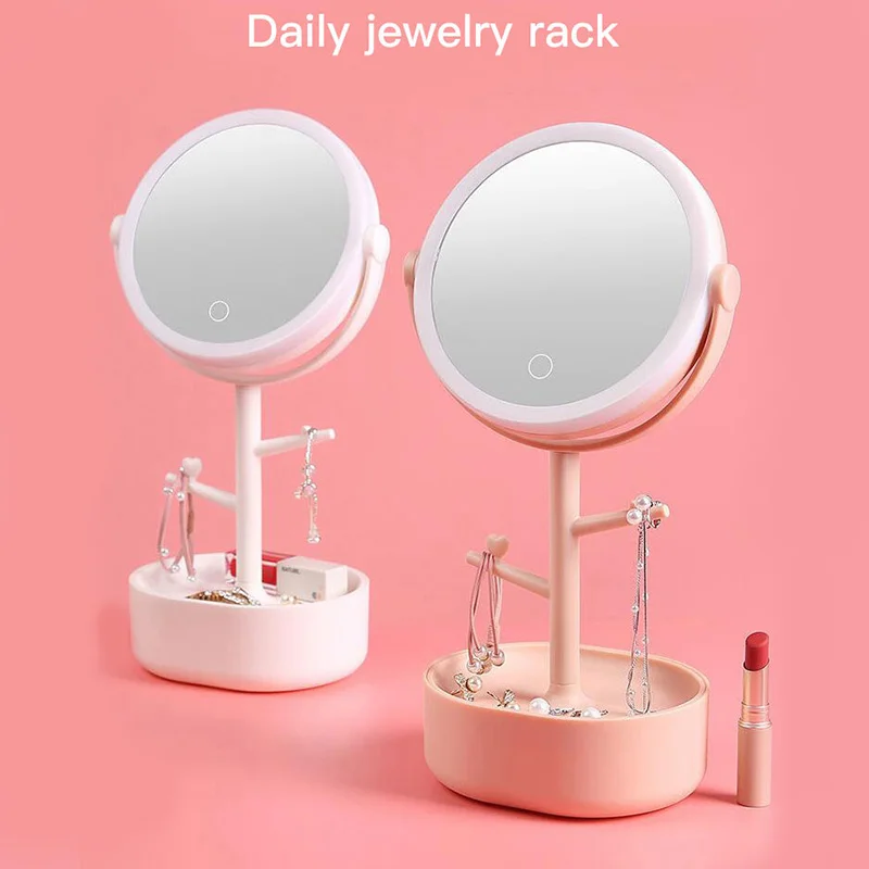

LED Cosmetic Mirror Multi-function Jewelry Box Desk Dressing Mirror Belt Jewelry Box High Clear Large Size Fill Light