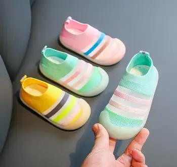 

Baby Shoes First Shoes Unisex Summer Toddler First Walker Boys Girls Kids Rubber Soft Sole Floor Shoes Knit Booties Anti-slip