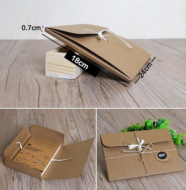 

24*18*0.7cm Scarf Packaging Gift Box Brown Kraft Paper Box Paper Card Present Box Small Postcard Packing Boxes 25Pcs