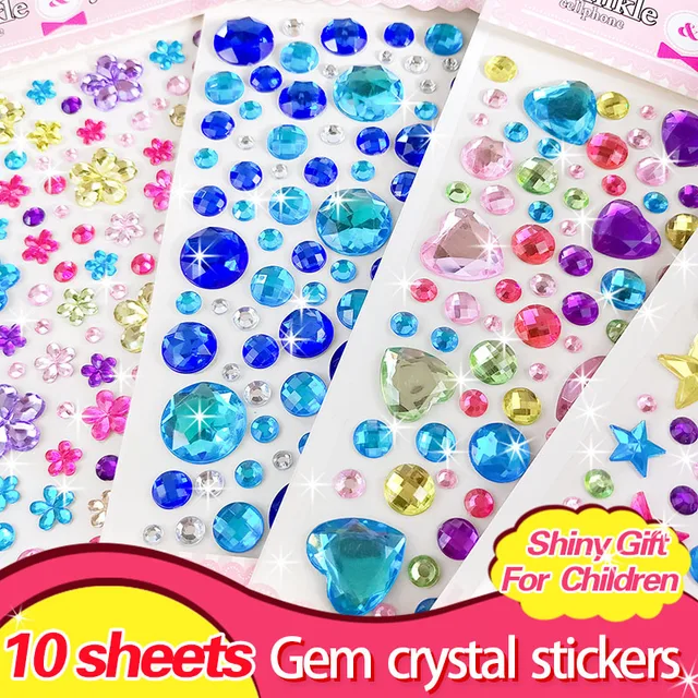 NEW 3D Children Gem Stickers Diamond Sticker Acrylic Crystal Sticker DIY Three-Dimensional Decoration Rhinestone for Kids Girls