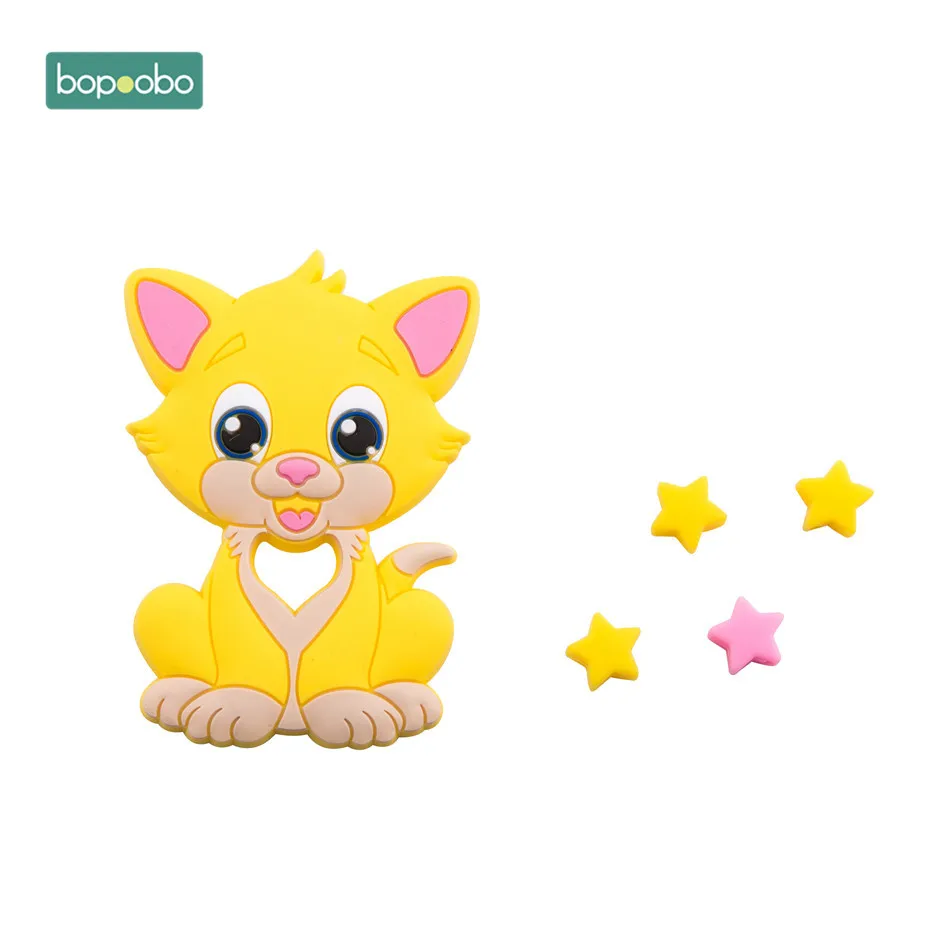 Bopoobo 5 шт. силиконовый бисер ребенок прорезывание зубов пищевой Кот жевательные бусины DIY игрушки подарки для кормления кулон браслет